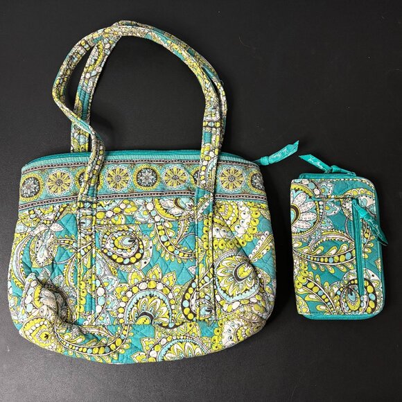 Vera Bradley Handbags - Vera Bradley - Shoulder Bag and Wallet - Peacock Blue Green Retired Pattern